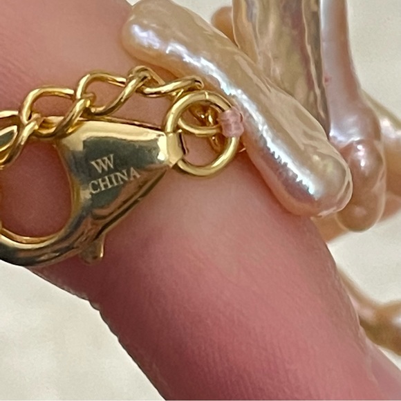 WW World Wide Imports biwa pearl stick stone necklace 925 sterling clasp pink - Picture 11 of 11